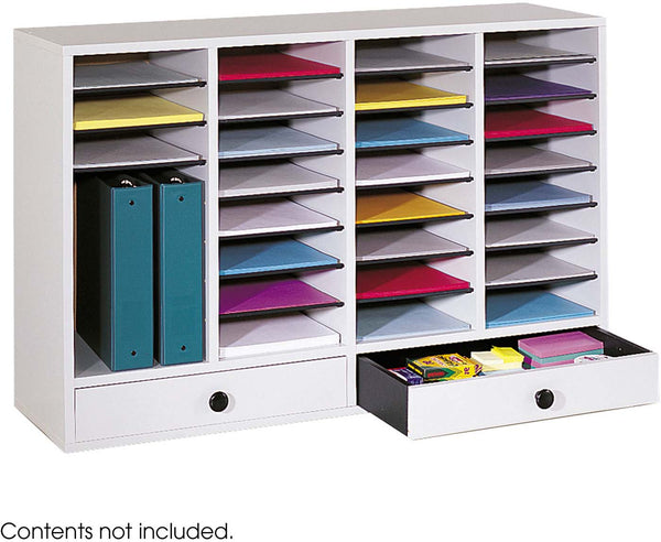 Wood Adjustable Literature Organizer 32 Compartment [9494] Safco Gray Literature Organizer 9494GR