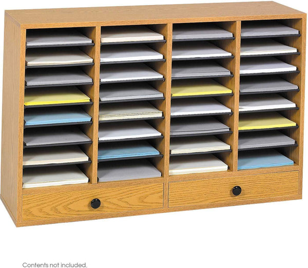Wood Adjustable Literature Organizer 32 Compartment [9494] Safco Medium Oak Literature Organizer 9494MO