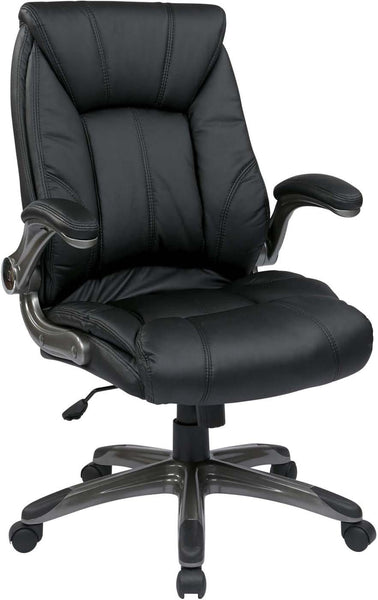 Work Smart™ Black Faux Leather Mid Back Managers Chair [FLH24987-U6] Office Star Mid Back Desk Chair FLH24987-U6