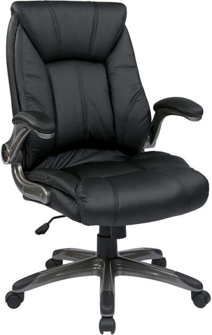 Work Smart™ Black Faux Leather Mid Back Managers Chair [FLH24987-U6] Office Star Mid Back Desk Chair FLH24987-U6