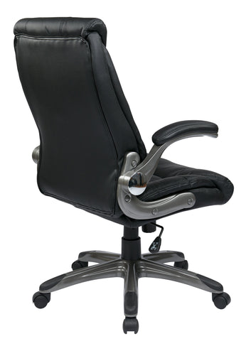 Work Smart™ Black Faux Leather Mid Back Managers Chair [FLH24987-U6] Office Star Mid Back Desk Chair FLH24987-U6