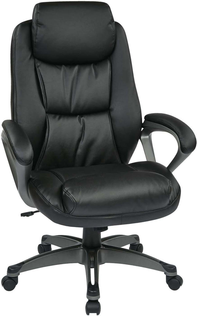 Springy Work Chair Work Smart™ Executive Black Leather Chair Coil Spring Comfort [ECH8918 ...