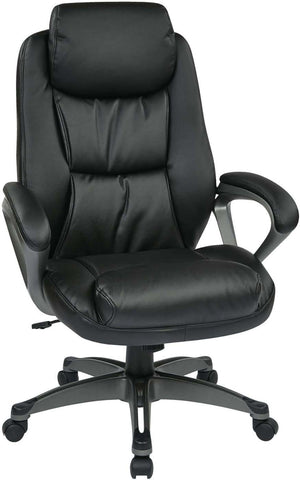 Work Smart™ Executive Black Leather Chair Coil Spring Comfort [ECH89187-EC3] Office Star Leather Office Chair ECH89187-EC3