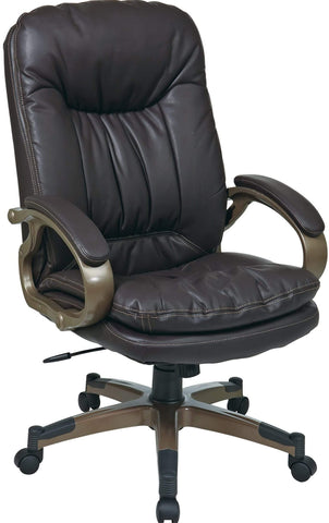 Work Smart™ Executive Espresso Leather Arm Chair Cocoa Frame [ECH83501-EC1] Office Star Leather Office Chair ECH83501-EC1