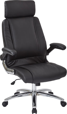 Work Smart™ Executive Faux Leather Chair Chrome Base [FL27513C] Office Star Black Leather Office Chair FL27513C-U6