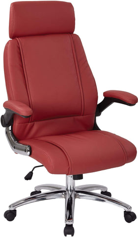 Work Smart™ Executive Faux Leather Chair Chrome Base [FL27513C] Office Star Red Leather Office Chair FL27513C-U9