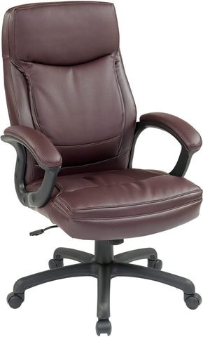Work Smart™ Executive High Back Leather Chair [EC6583] Office Star Burgundy Leather Office Chair EC6583-EC4
