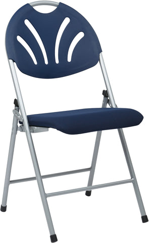Work Smart Fan Back Fabric Folding Chair /4 Pack [FC8100NS] Office Star Blue -7 Stacking Chair FC8100NS-7
