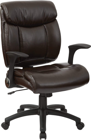Work Smart™ Faux Leather Managers Chair with Flip Arms [FL89675] Office Star Chocolate Office Chair FL89675-U2