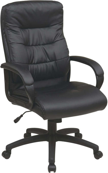Work Smart™ High Back Black Faux Leather Executive Arm Chair [FL7480-U6] Office Star Leather Office Chair FL7480-U6