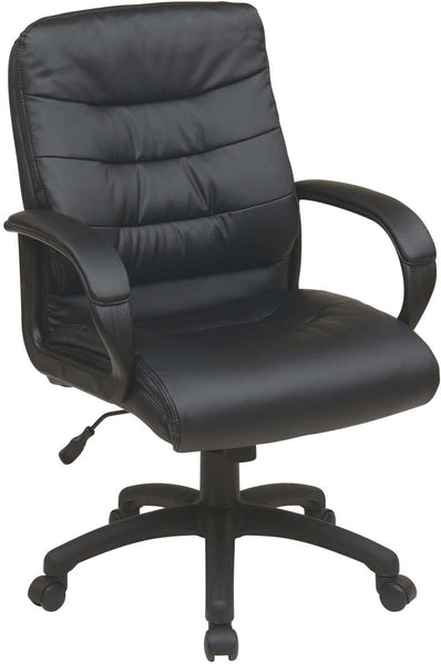 Work Smart™ Mid Back Faux Leather Executive Chair Padded Arms [FL7481-U6] Office Star Mid Back Desk Chair FL7481-U6