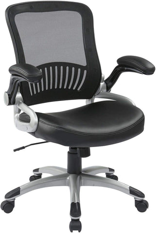 Work Smart™ Screen Back Black Leather Managers Chair EM35206-EC3 [EM35206-EC3] Office Star Leather Office Chair EM35206-EC3